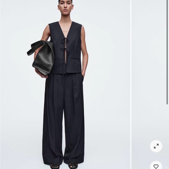 COS Pants - COS linen blend wide leg high waist pants with pleats at waist. Capsule. EUC. 8